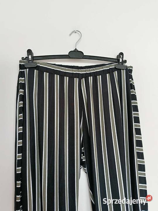 Choise Czarne spodnie w białe i oliwkowe paski r Gdynia