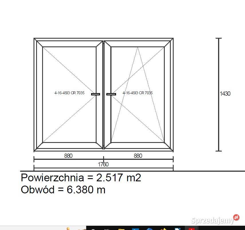 Okno PCV 1760 x 1430 ANTRACYT ZEWNĄTRZ Drzwi i okna Krasnosielc sprzedam