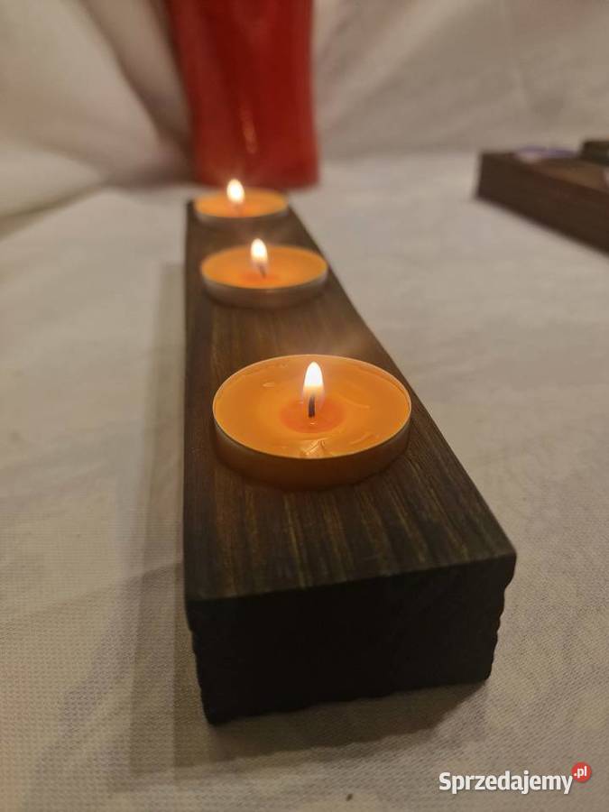 Świecznik świerkowy opalany Shou Sugi Ban leśna warmińsko-mazurskie Sępopol