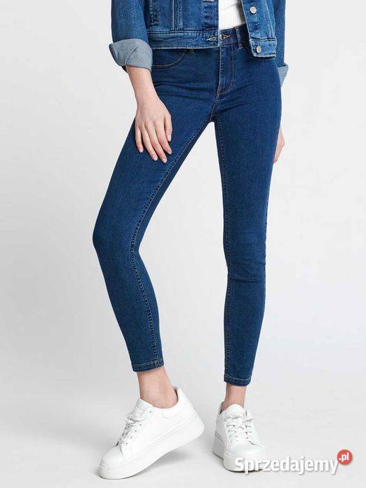 spodnie damskie rurki Sinsay kolor niebieski Olkusz