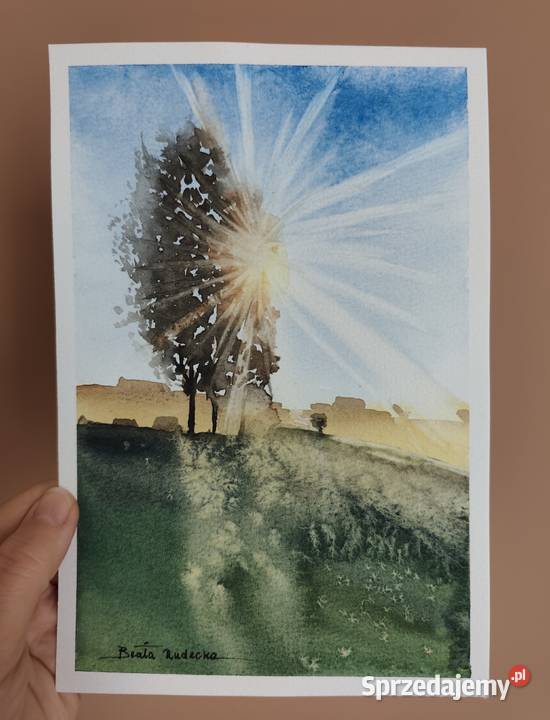 Obraz Akwarela Prześwity Oryginał Papier Obrazki i obrazy kujawsko-pomorskie Mogilno