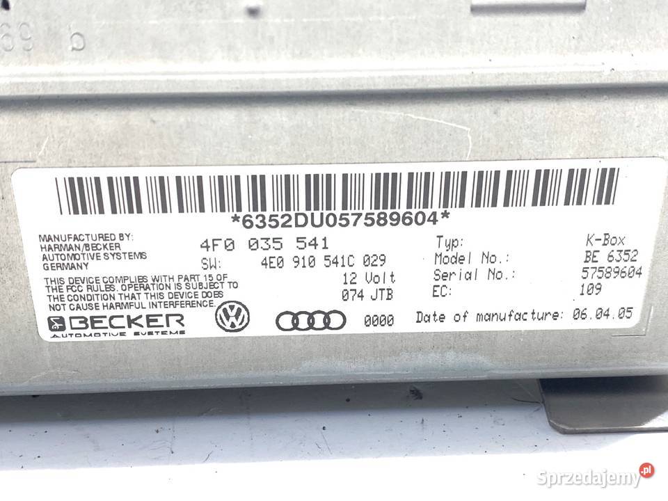 TUNER RADIA AUDI A6 C6 4F0035541 0411 ODTWARZACZ podkarpackie sprzedam
