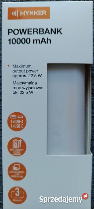 HYKKER powerbank 10000 mAh 225 W NOWY Ełk sprzedam