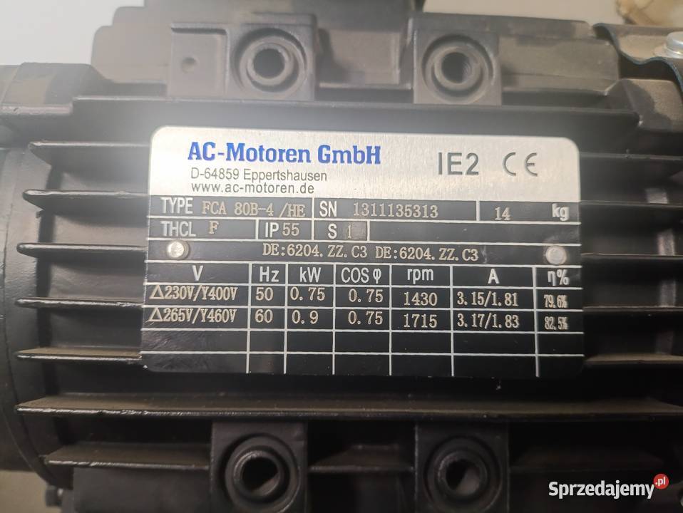 SILNIK ELEKTRYCZNY AC motoren FCA 80B4075KW 1430 Gdynia sprzedam