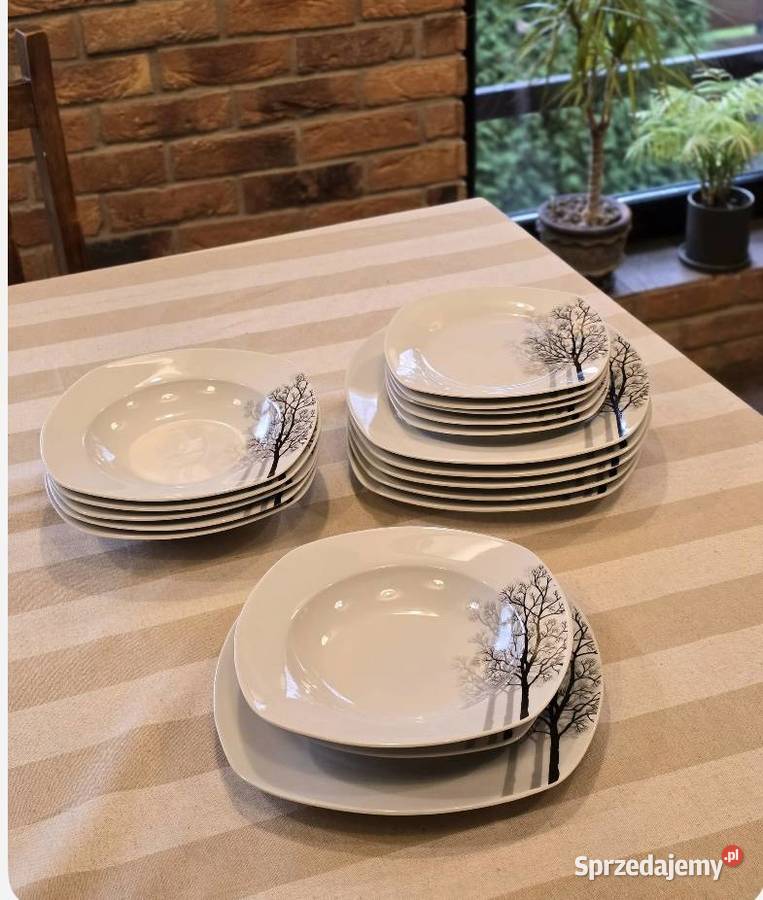 159 Zestaw 18 sztuk talerzy drzewa biały Zabrze sprzedam