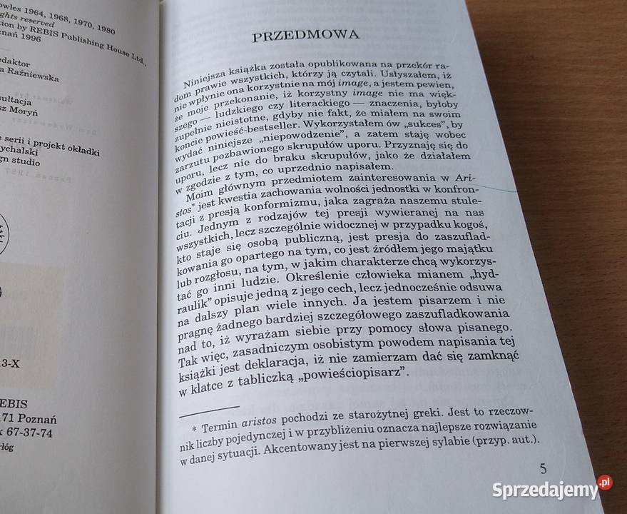 Aristos John Fowles przeł Waldemar Łyś Rok wydania 1997 pomorskie Gdańsk