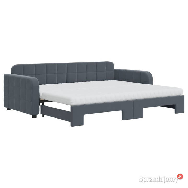 Sofa rozsuwana z materacami ciemnoszara aksamit