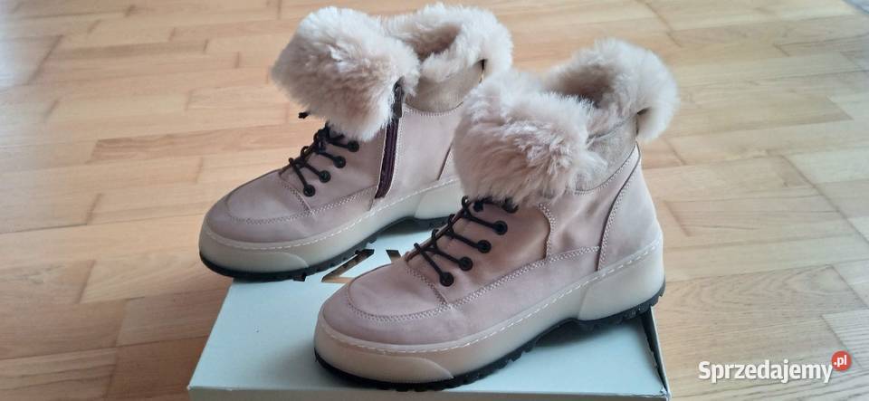 Buty damskie zimowe skóra naturalna kożuszek Białobrzegi