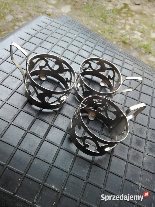 Metalowe Koszyczki do szklanek 3 sztuk z PRLu Krosno