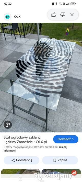 Biurko stół IKEA blat szklany z nadrukiem 148cm