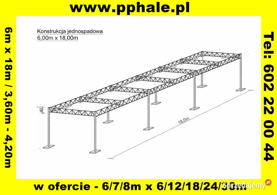Konstrukcja Stalowa Dwuspadowa 8m x 12m Wiata Magazynowanie Rawa Mazowiecka