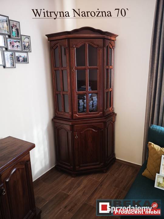 Stylowa Witryna Narożna Wysoka Bekas Dąb 70cm Mława