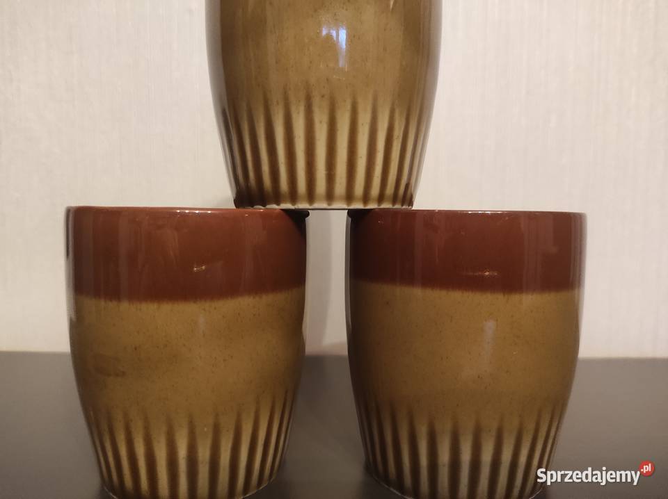Kubki 250 ml porcelit Tułowice odcienie brązowego Warpechy Stare