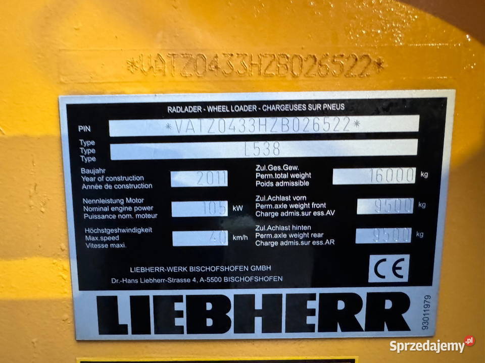 Liebherr 538 2plus1 ladowarka kolowa Klimatyzacja Warszawa sprzedam
