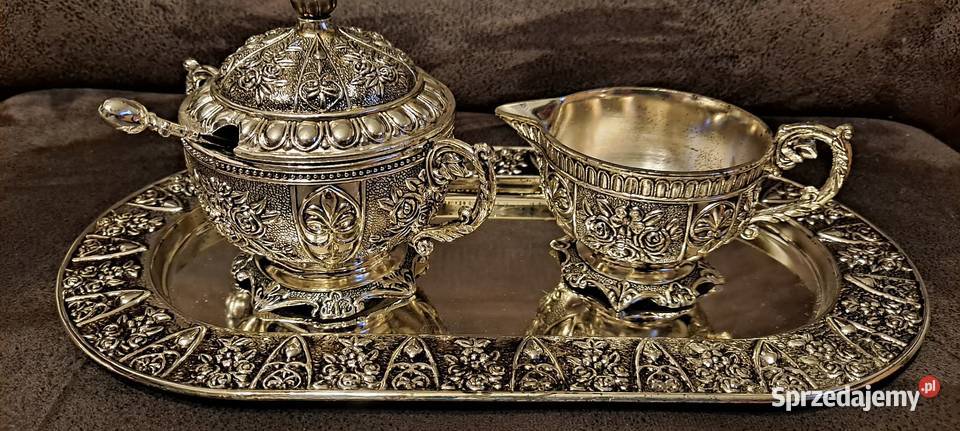 Srebropol Komplet posrebrzany cukiernica i Kraków