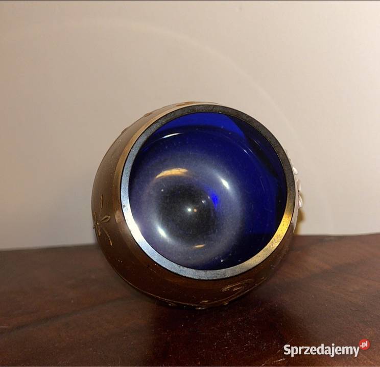 Kieliszek Bohemia Kobaltowe szkło Ręcznie pomorskie Gdańsk