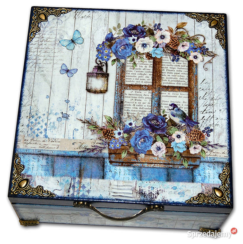 SZKATUŁKA drewniane pudełko BLUE WINDOW 20x20 wielokolorowy
