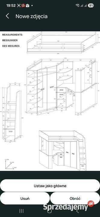Antresola łóżko piętrowe z biurkiem i szafa małopolskie Radziemice