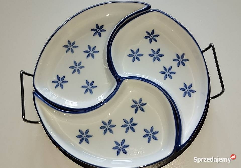 Komplet porcelanowych salaterek Domexa na tacy Salaterki i półmiski Warszawa