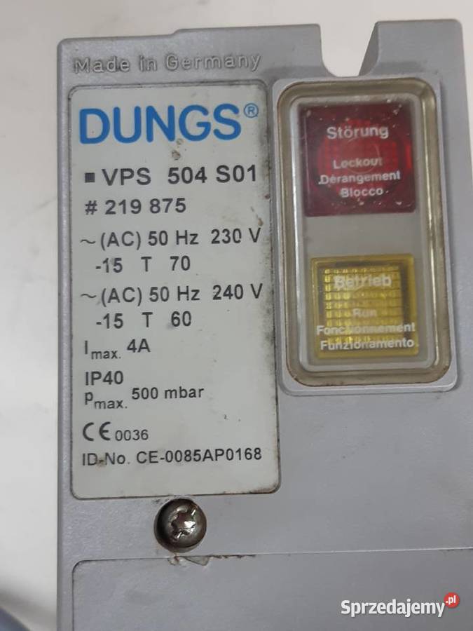 Układ kontroli szczelności VPS504 palnika Łańcut