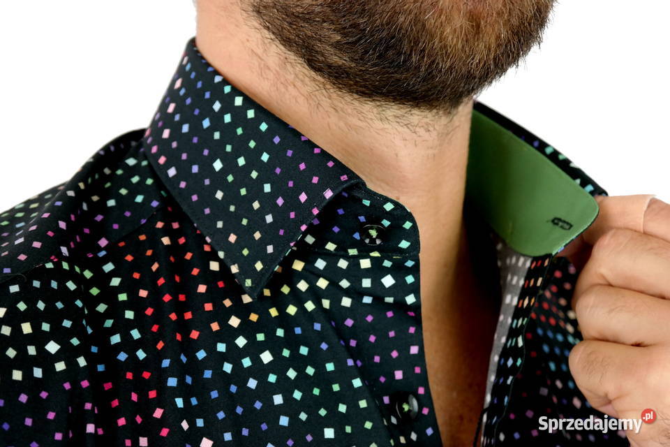 GIOVANNI PERA Koszula Męska K002 Czarna KOSTKA wielkopolskie Ostrów Wielkopolski