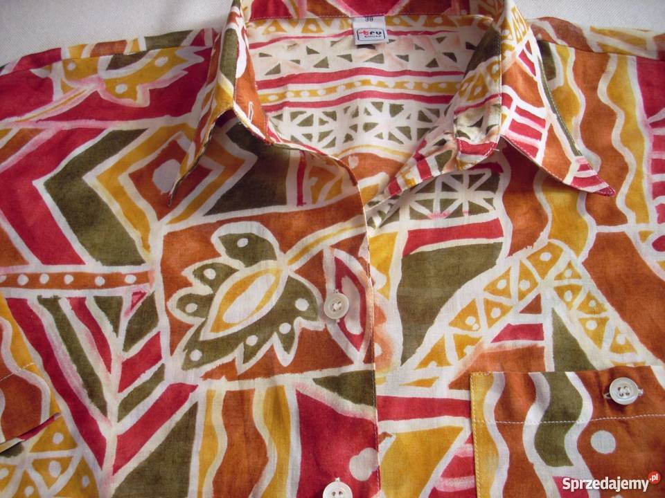 TRUE Przewiewna Koszula Aztek Tropik Bawełna 38 sprzedam