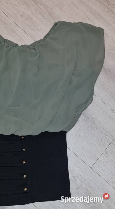 Bluzka damska oliwkowa guziki Jennifer Taylor krótki Odzież damska Łódź
