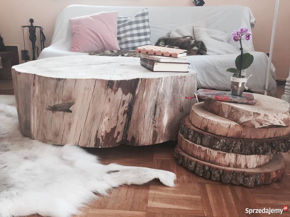 Stolik drewniany pien Wrocław