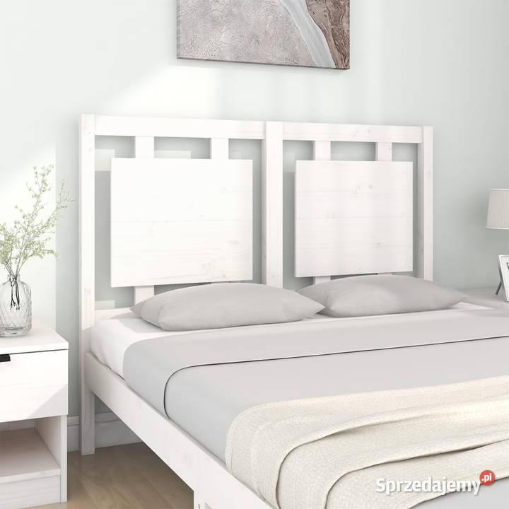 Wezgłowie łóżka białe 1255x4x100 lite drewno