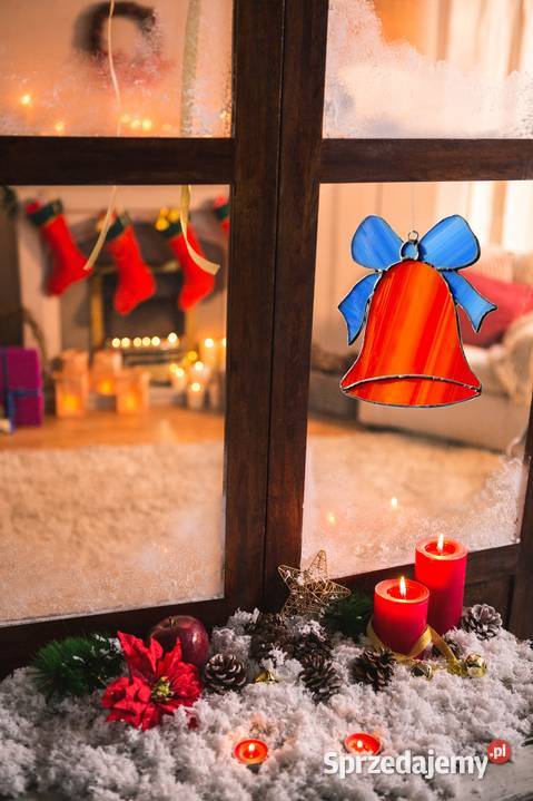 Dzwonek z kokardą świąteczny witraż Tiffany Lublin