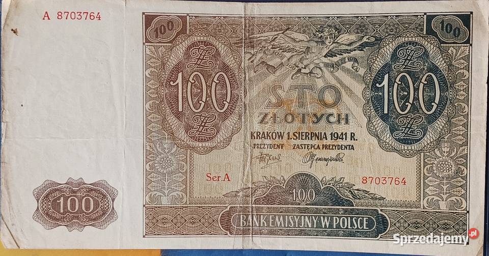 100 złotych 1 VIII 1941 rKraków seria A Konin