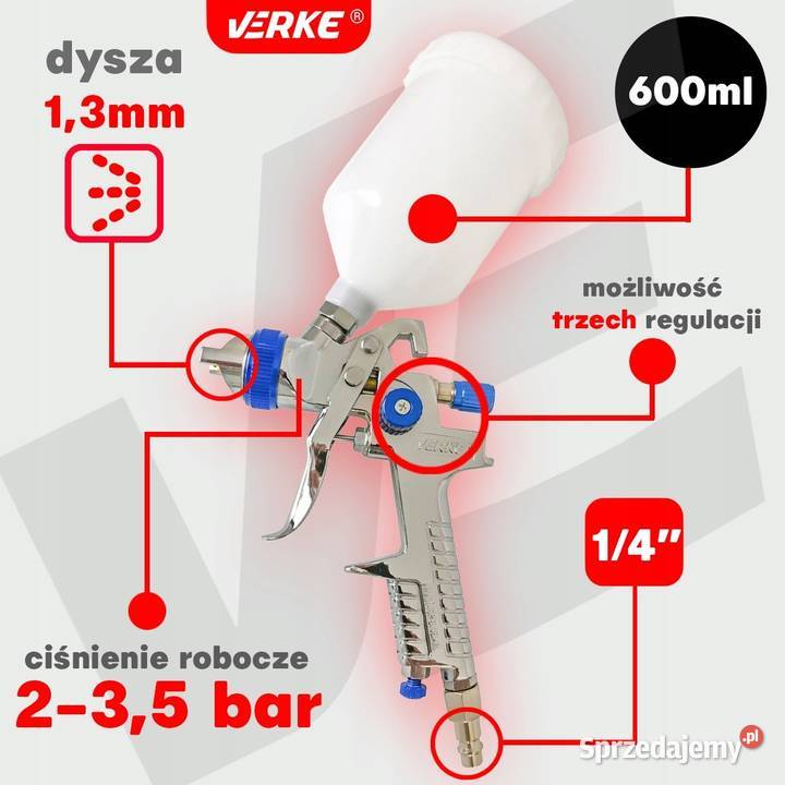 PISTOLET LAKIERNICZY DO MALOWANIA MALARSKI HVLP Pistolety lakiernicze świętokrzyskie Chmielnik sprzedam