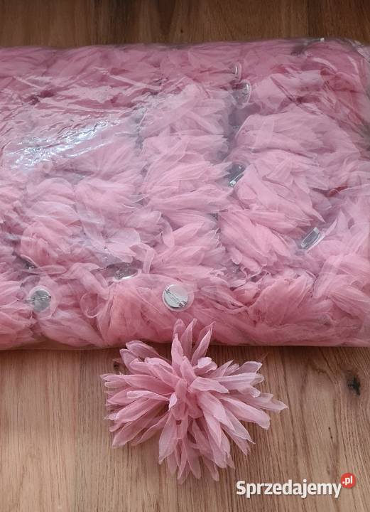 Ozdobne kwiaty broszki kotyliony na agrafce różowy Łódź sprzedam