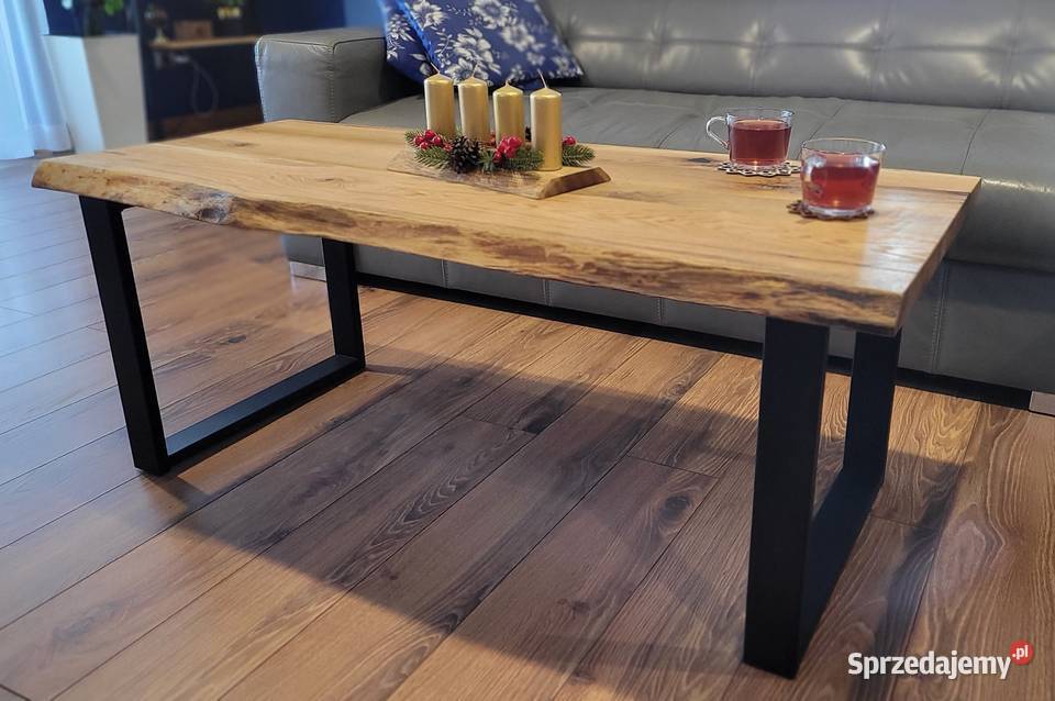 Industrialny stolik kawowy 120 Ława dębowy blat