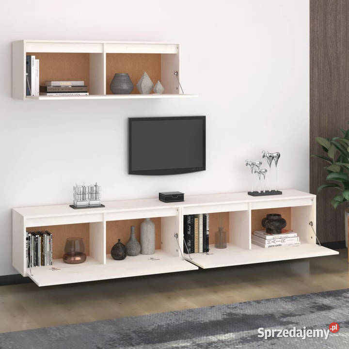 Szafki pod TV 3 białe lite drewno sosnowe Warszawa