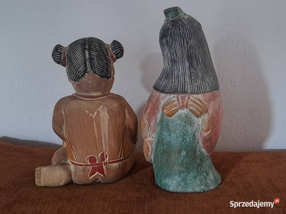 piękne drewniane figurki Japonka i Chinka Warszawa