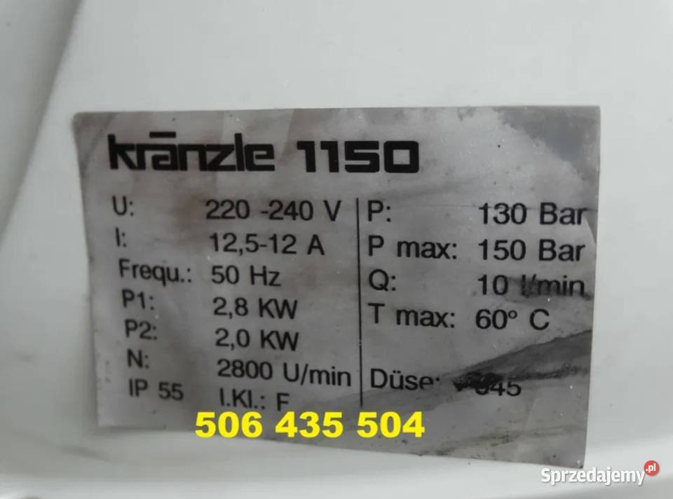 Myjka Ciśnieniowa Kranzle 1150 zwijak 28 kW duży Radom sprzedam