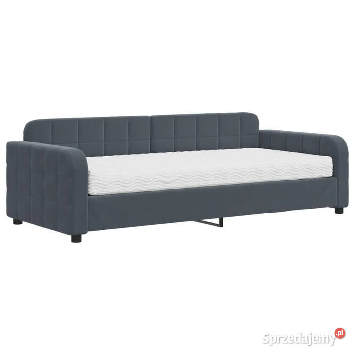 Sofa z materacem do spania ciemnoszara aksamit Łóżka Warszawa