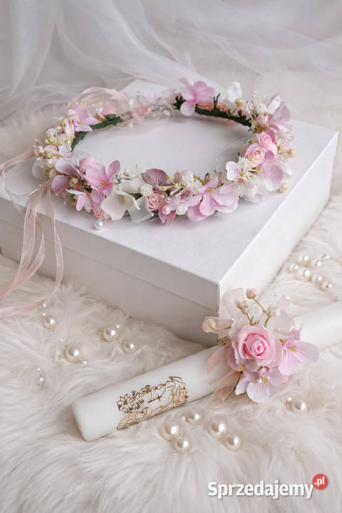 Wianek komunijny jasny róż Poznań