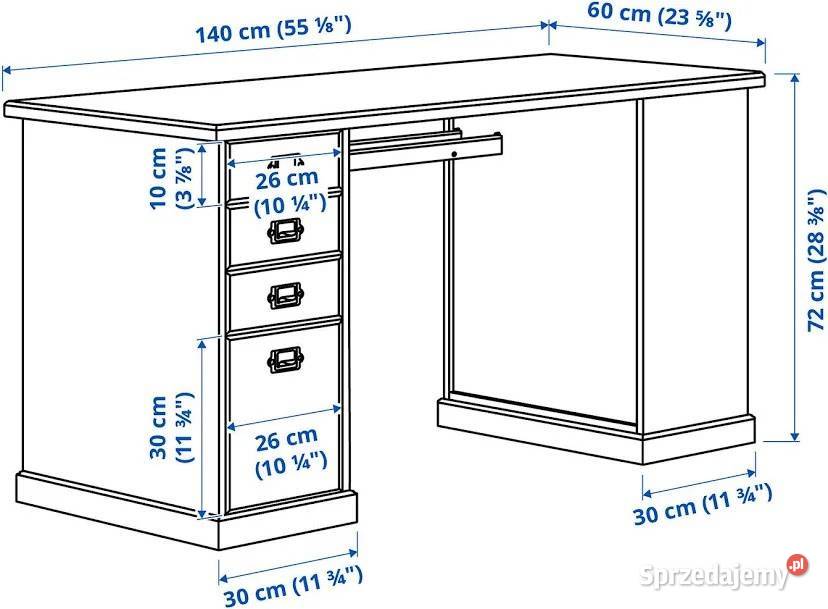 Biurko z Ikea Vebjrn beżowe 140x60 4 szuflady i Warszawa