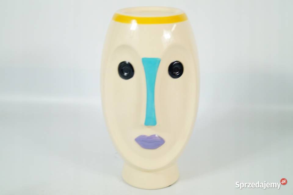 Porcelanowy wazon Vallauris 1960 twarz Antyki Gizałki