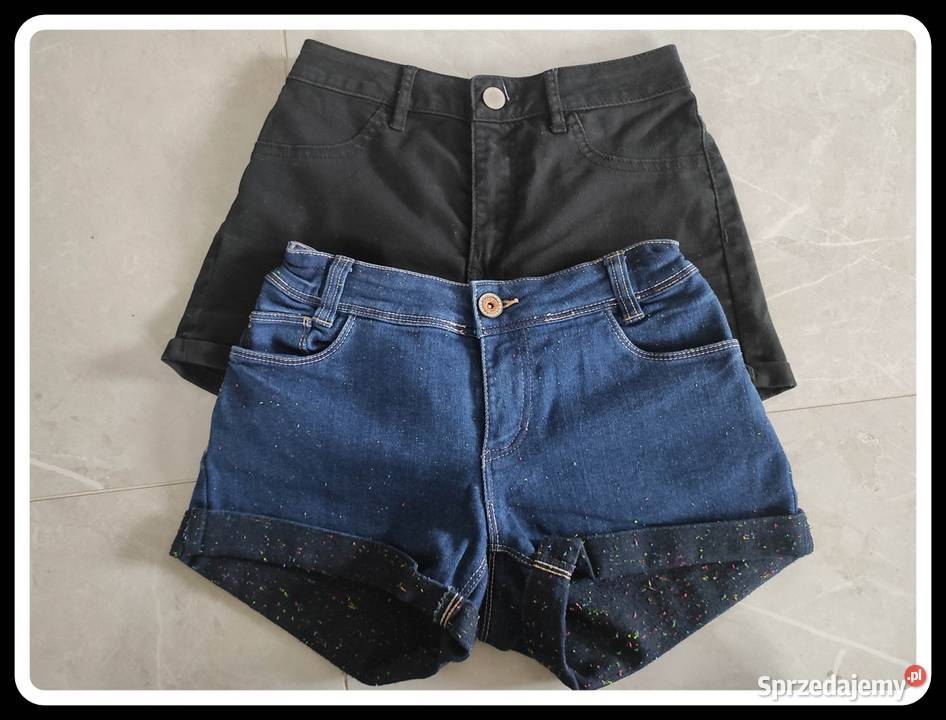 2 pary Spodenki jeansowe szorty 34 XS granatowe mazowieckie Płock
