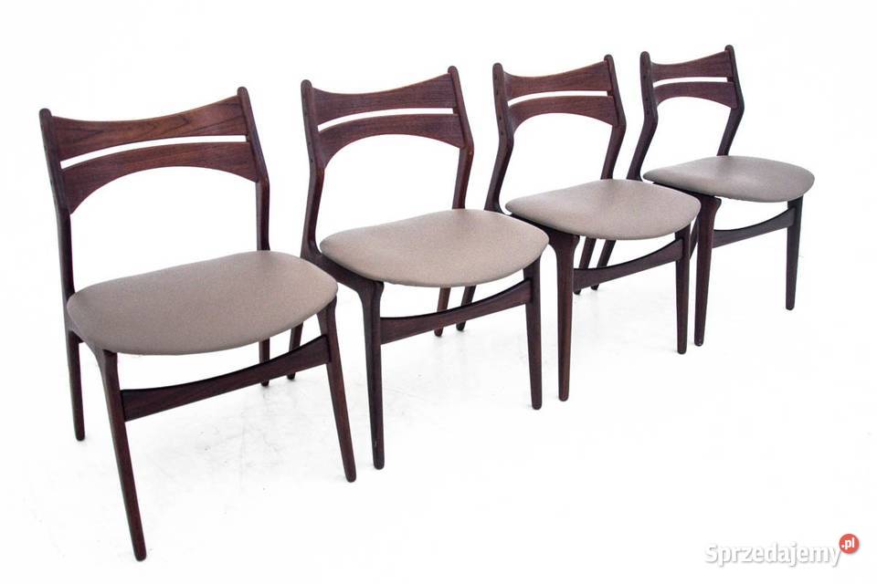 Krzesła tekowe duński design lata 60 Proj Eric Meble Chorzów