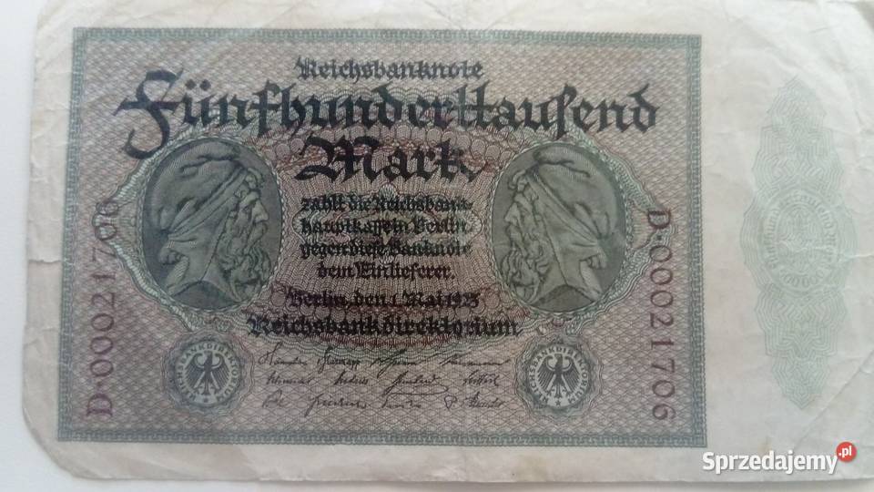 Banknot 500000 marek 1923 r Mosina