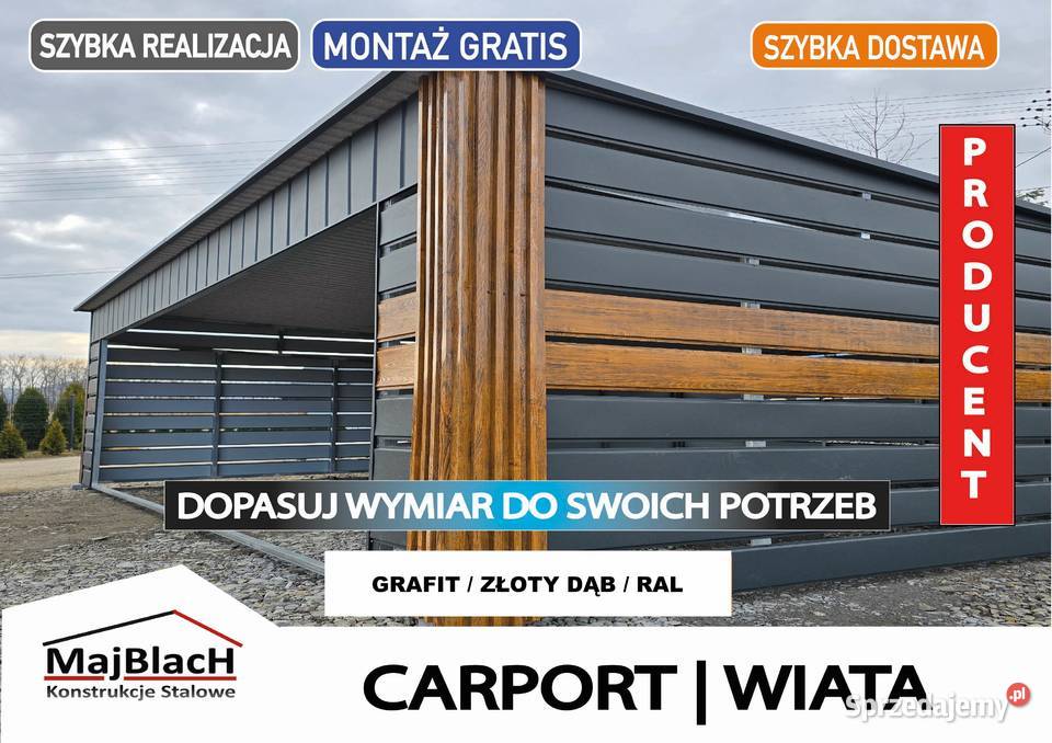 Mały Garaż Blaszany z zadaszeniem bocznym Garaże Końskie