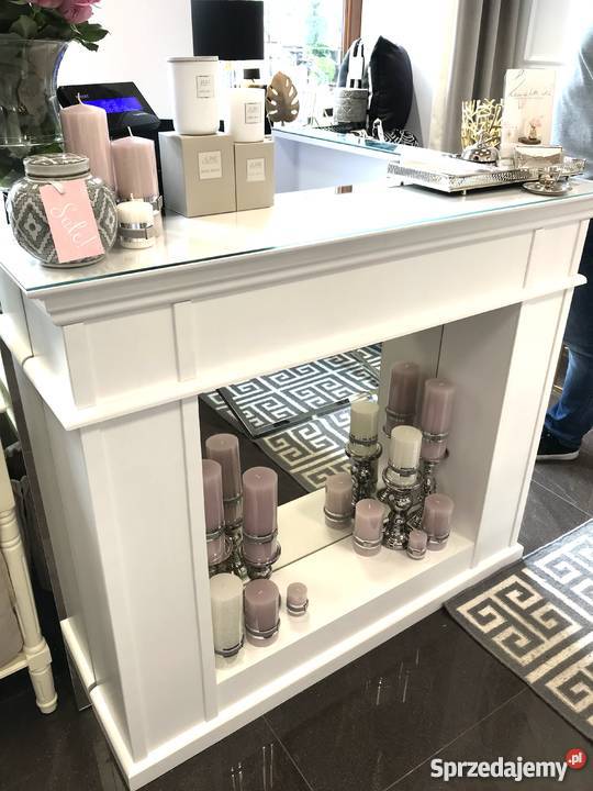 portal kominkowy atrapa kominka konsola Hamptons biały śląskie Jeleśnia