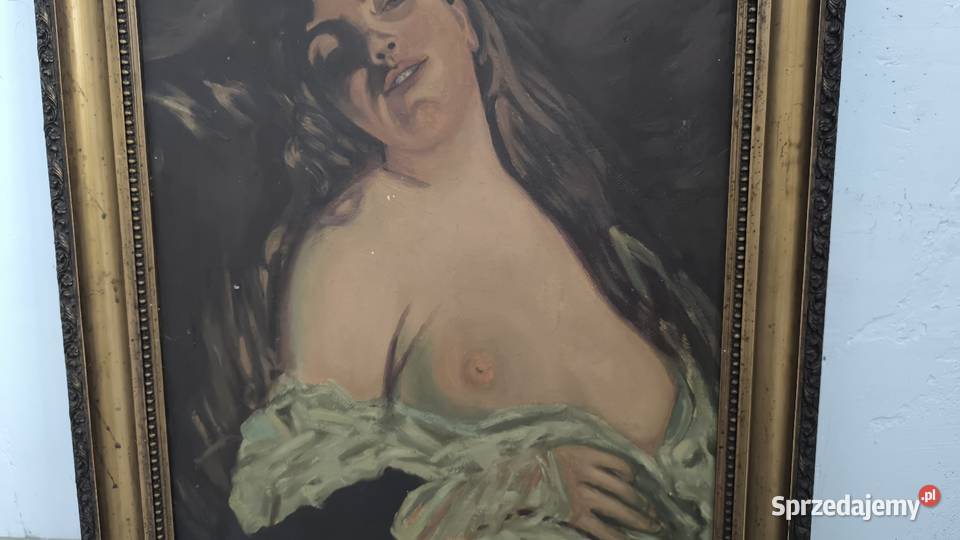 Piękny obraz olejny akt kobiety sygnowany J Łódź
