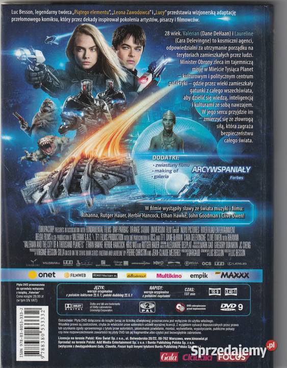 Valerian i Miasto Tysiąca Planet DVD booklet mazowieckie Pruszków