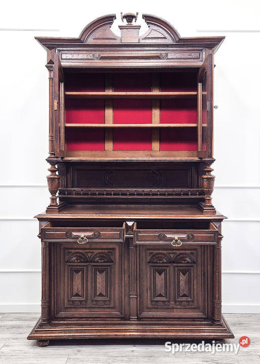 Antyk KOMPLET zdobiony KREDENS ORZECHOWY Kalisz sprzedam