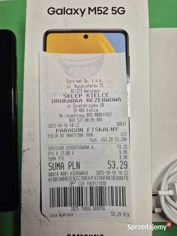 Samsung Galaxy M52 5G 1286 GB nowa folia z 2 Samsung